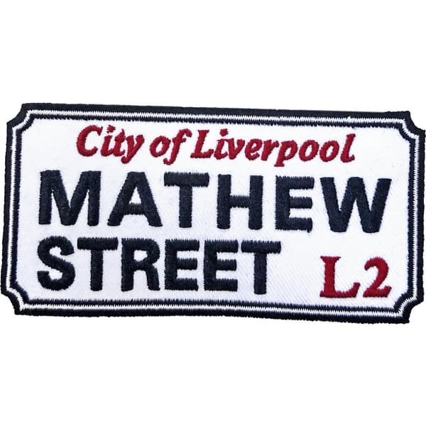 Generic Mathew Street Liverpool Road Sign Patch White/Black/Red One Size