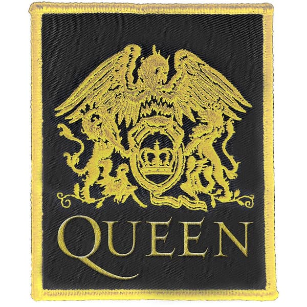 Queen Classic Crest Iron On Patch Black/Gold One Size
