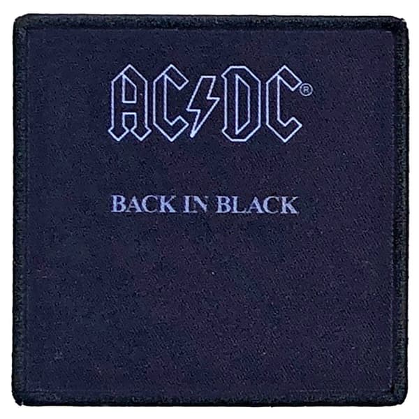 AC/DC Back In Black Album Iron On Patch Black One Size