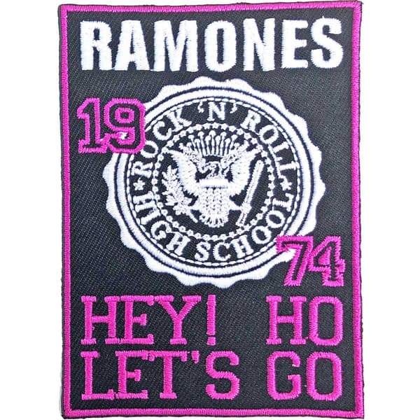 Ramones High School Standard Iron On Patch Black/White/Pink One Size