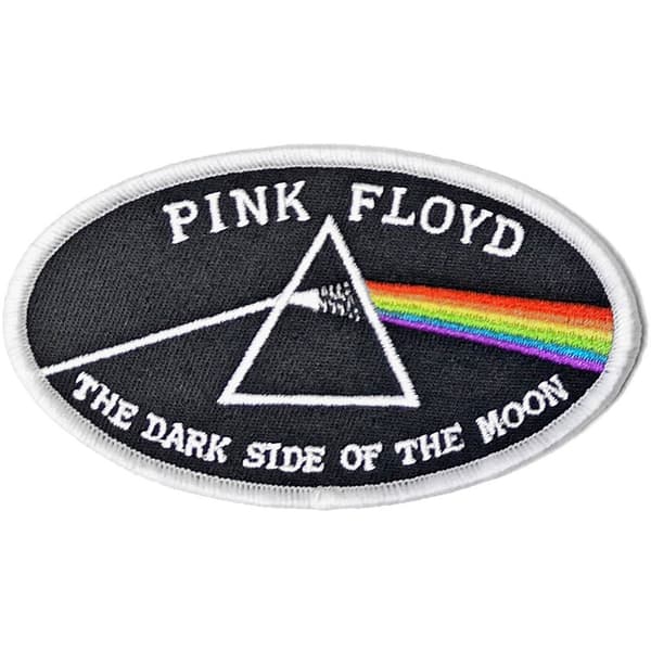 Pink Floyd Dark Side Of The Moon Oval Iron On Patch Black/White One Size