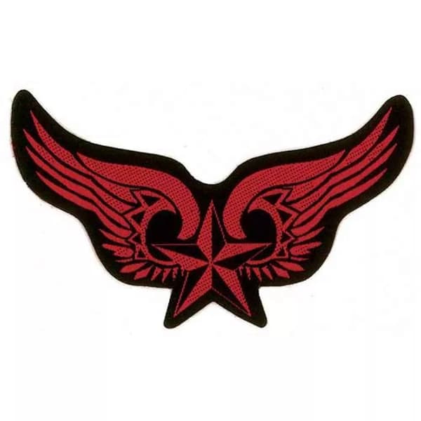 Winged Nautical Star Sew-On Patch Red/Black One Size