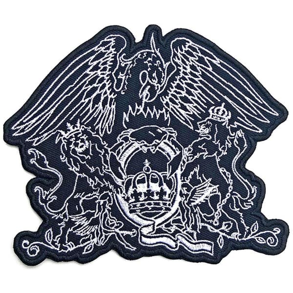 Queen Crest Iron On Patch Navy Blue/White One Size