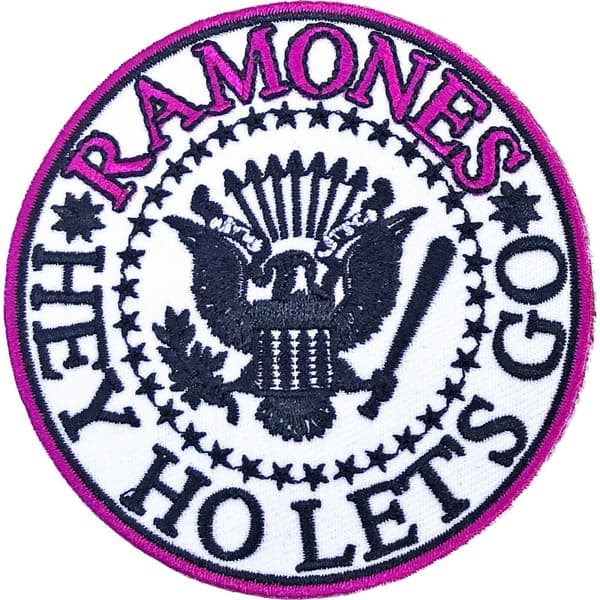 Ramones Hey Ho Let´s Go V1 Iron On Patch White/Pink/Blue One Size