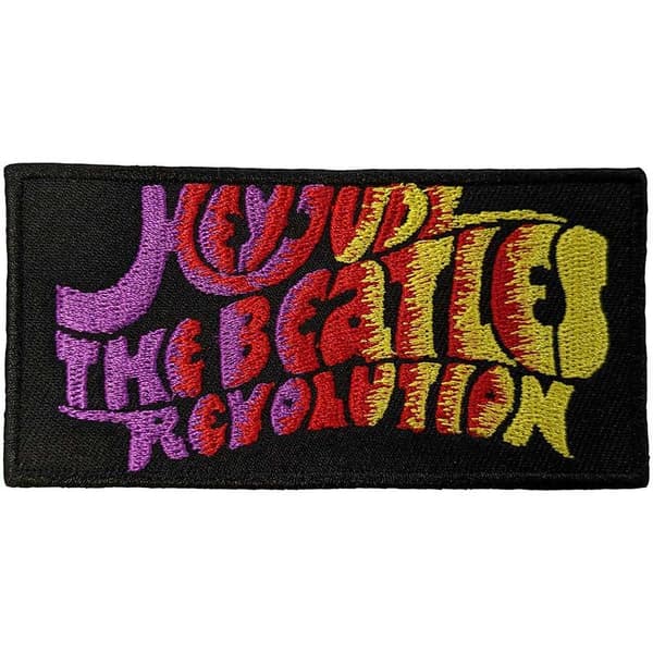 The Beatles Hey Jude/Revolution Vävd lapp med strykjärn Black/Pink/Yellow One Size