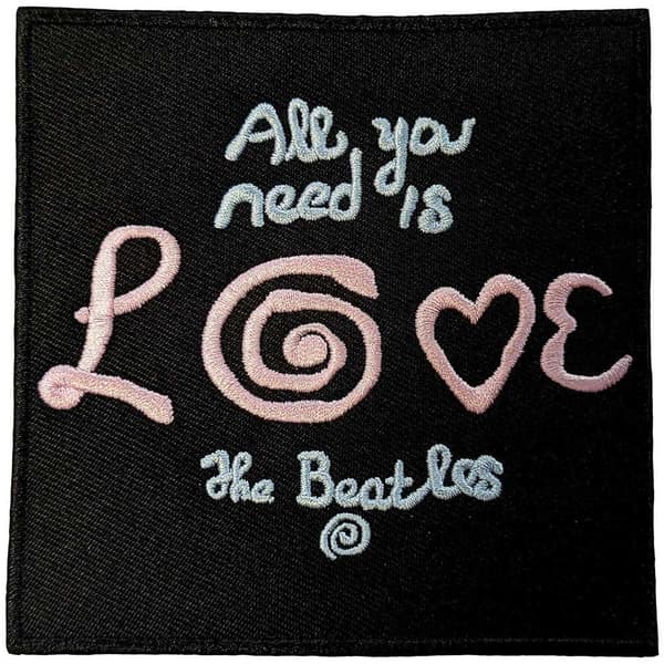 The Beatles All You Need Is Love Woven Iron On Patch Black/Pink/Blue One Size