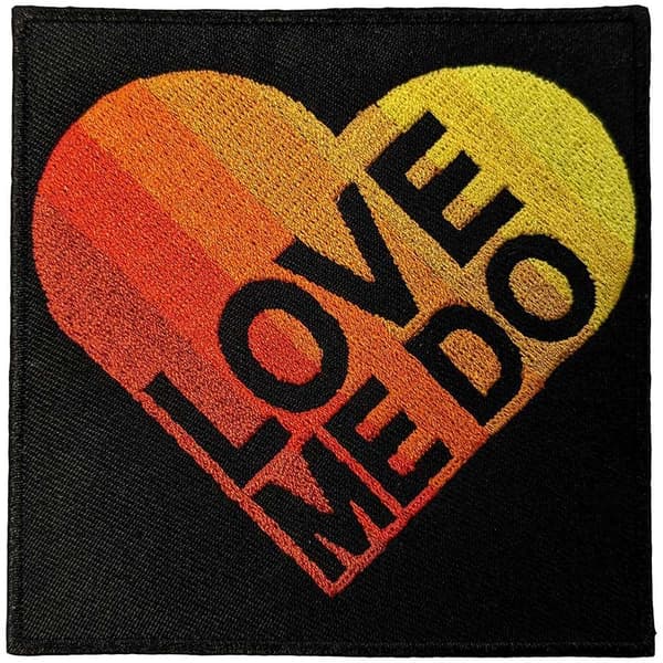 The Beatles Love Me Do Woven Gradient Heart Iron On Patch Black/Orange/Yellow One Size