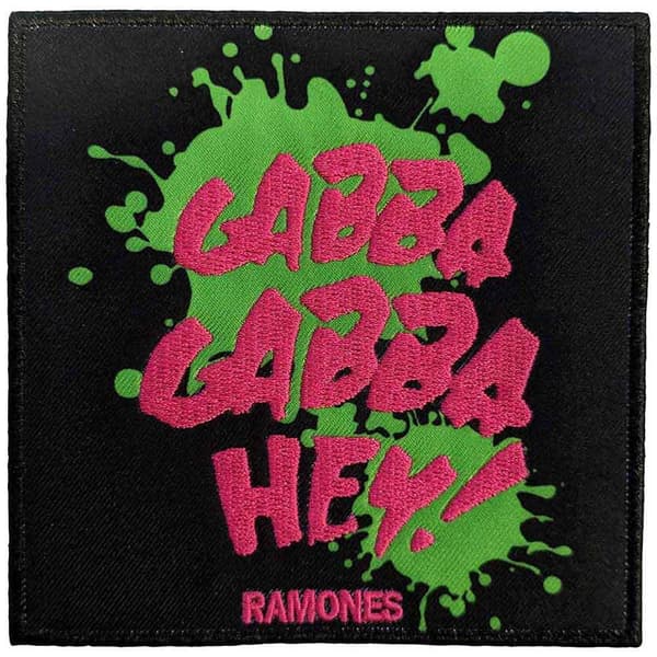 Ramones Gabba Gabba Hey! Vävd strykbar lapp Black/Green/Pink One Size