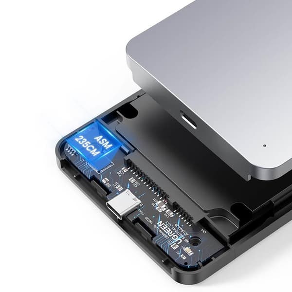 Ugreen Fickhöljet Hårddisk 2.5'' Sata 6Gbps Typ-C Kabel 0.5m - Grå