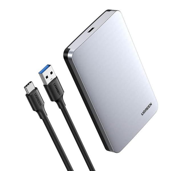 Ugreen Fickhöljet Hårddisk 2.5'' Sata 6Gbps Typ-C Kabel 0.5m - Grå Gjuten aluminium