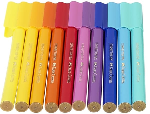 Tusjpenner Connector Dinosaur i metallboks 20-pakk Faber-Castell