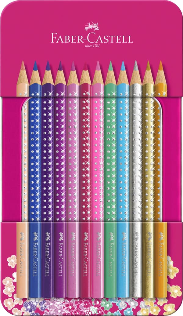 Färgpennor Sparkle i Metalletui 12-p FSC Faber-Castell