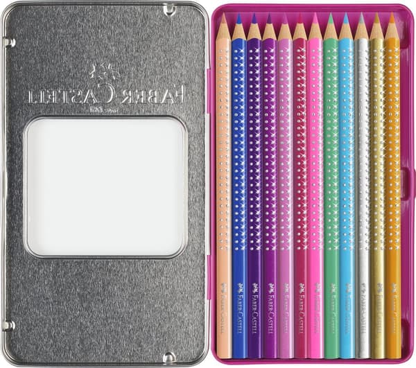 Färgpennor Sparkle i Metalletui 12-p FSC Faber-Castell