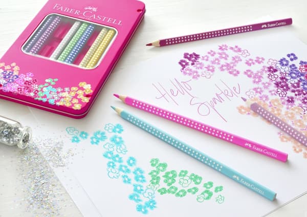 Färgpennor Sparkle i Metalletui 12-p FSC Faber-Castell