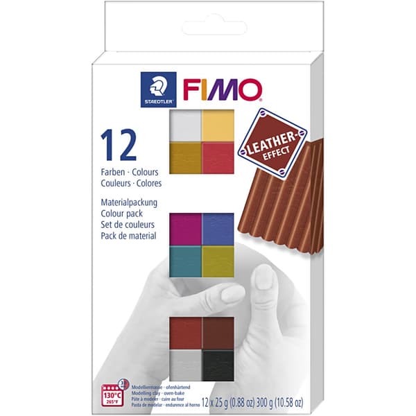 FIMO® Leather Effect , ass. farver, 12x25 g/ 1 pk.