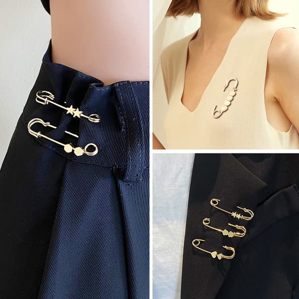 INF Guld midjebandsnålar (5-pack) - Justerbara jeansknappar circle