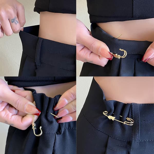 INF Guld midjebandsnålar (5-pack) - Justerbara jeansknappar circle