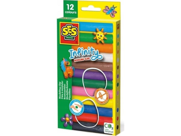 SES SES Plasticine 12 farger 180g 00406 04064