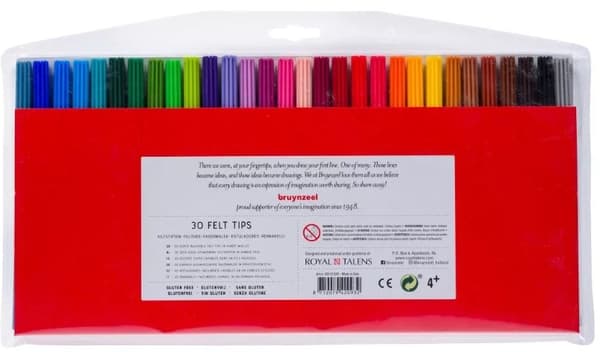 Fiberspetspennor barn 30-pack Bruynzeel