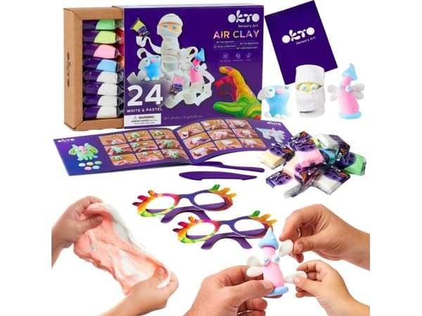 AIR CLAY ljusbakelsekit Vit &amp; Pastell 24 färger 20024