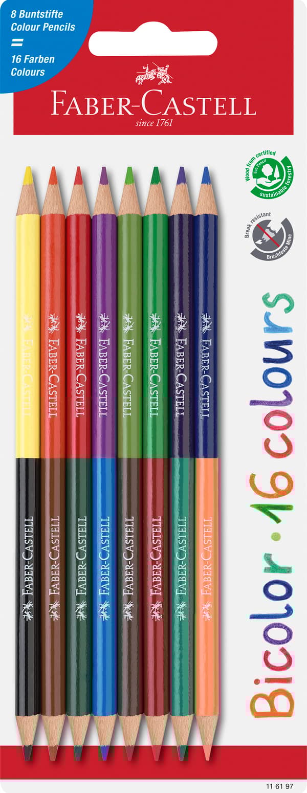 Färgpenna Bicolor 16 färger med 8 pennor Faber Castell