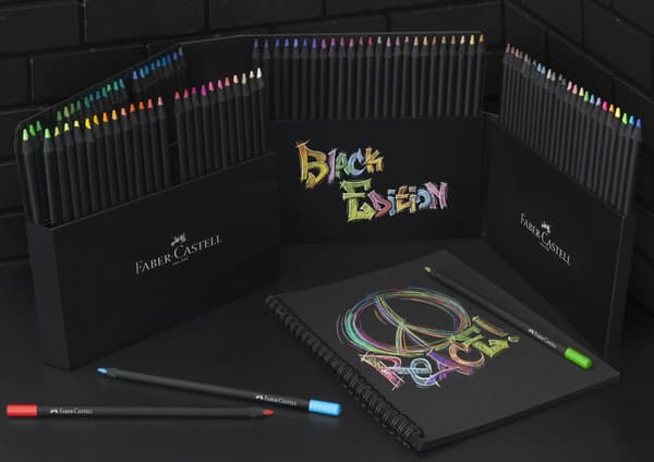 Färgpennor Black Edition Metallicfärger 100-pack med pennställ Faber Castell