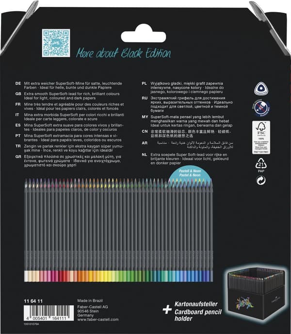 Färgpennor Black Edition Metallicfärger 100-pack med pennställ Faber Castell