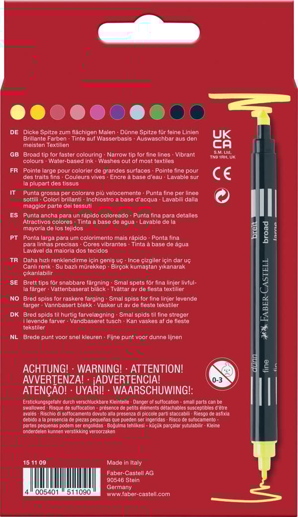 Tuschpenna med dubbelspets Neon 10-pack Faber Castell