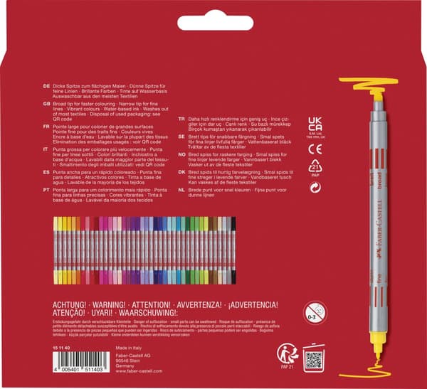 Tuschpenna med dubbelspets Mixade färger 40-pack Faber Castell