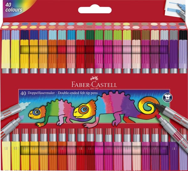 Tuschpenna med dubbelspets Mixade färger 40-pack Faber Castell