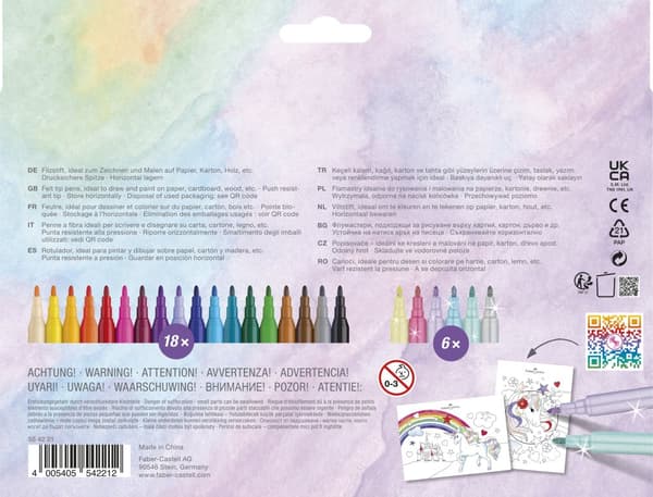 Tuschpenna Castle Unicorn 18+6 st glitterpennor Faber Castell