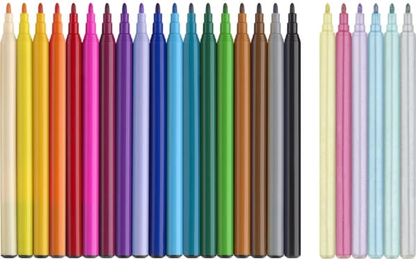 Tuschpenna Castle Unicorn 18+6 st glitterpennor Faber Castell