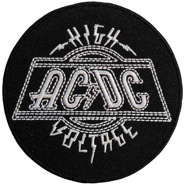 ACDC High Voltage Woven Iron On Patch Black/White One Size