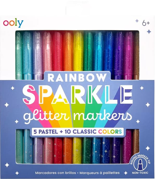 Glitterpennor Regnbågsfärgade 15-pack Ooly