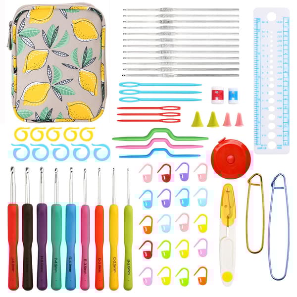 INF Lemon Yellow Crochet Hook Set with Case