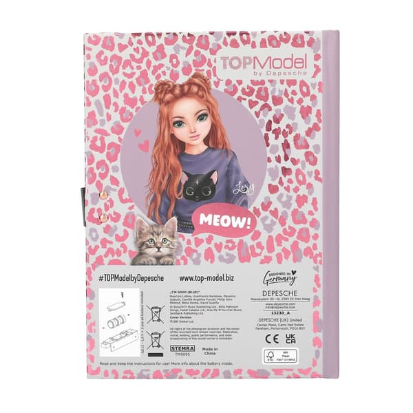 TOPModel Dagbok med kode og musikk REBEL KITTY