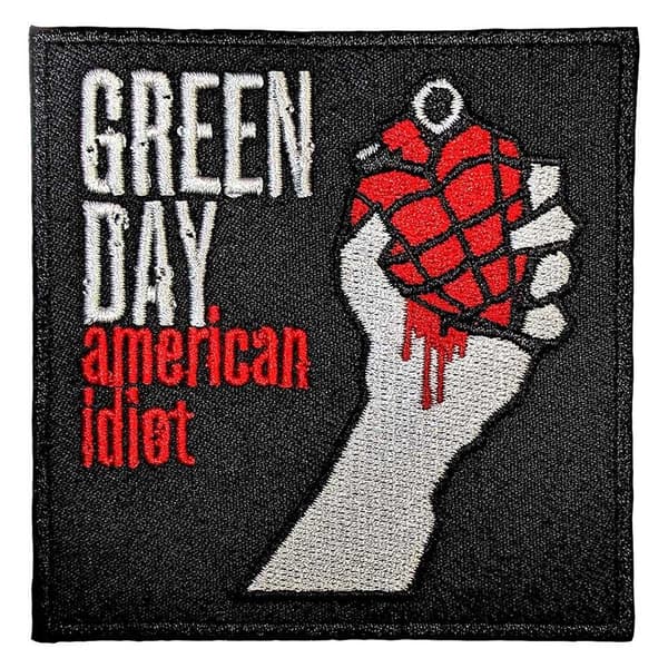Green Day American Idiot Woven Iron On Patch Black/Red/White One Size