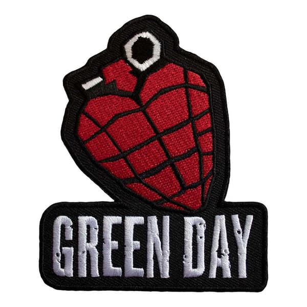 Green Day Logo vävd granat påstrykningsbar lapp Red/Black/White One Size