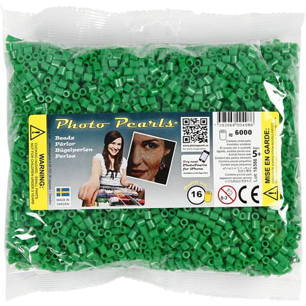 Photo Pearls, str. 5x5 mm, hullstr. 2,5 mm, 6000 stk., grønn (16)