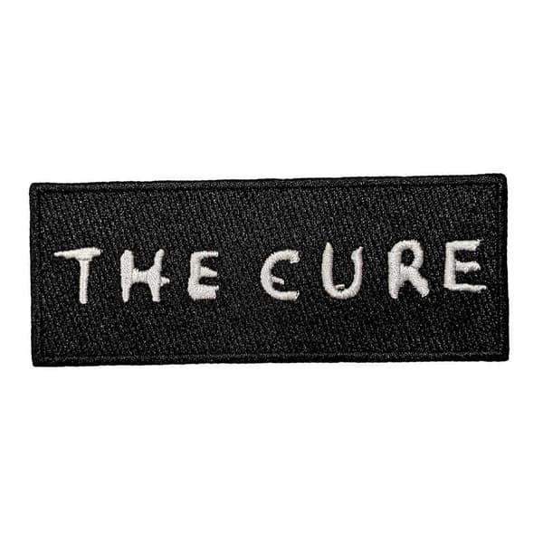 The Cure Woven Text Logo Iron On Patch Black/White One Size