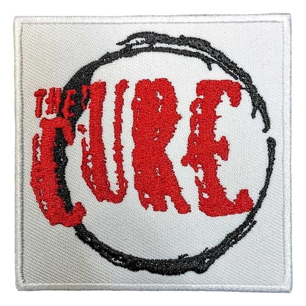 The Cure Woven Circle Logo Iron On Patch White/Red/Black One Size