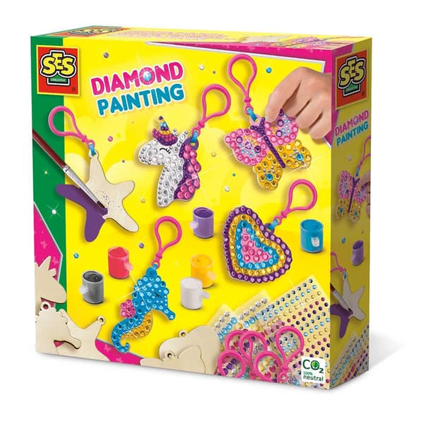 SES Creative Diamantmålning - Nyckelringar i trä - (S14702)