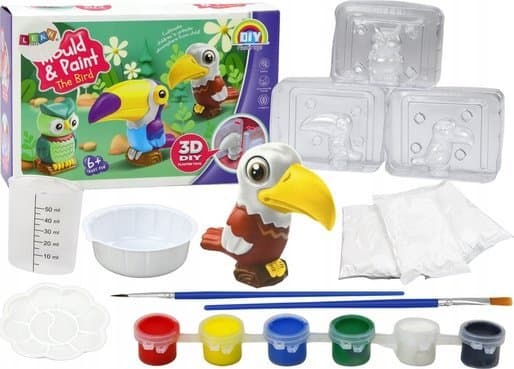 LeanToys Kreativa konstnärliga 3D-fåglar Gipsfärger