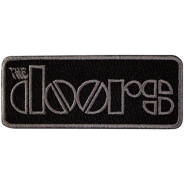 The Doors Logo Woven Bordered Iron On Patch Black/Grey One Size