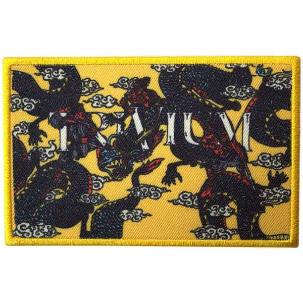 Trivium Woven Dragon Iron On Patch Yellow/Black/Red One Size