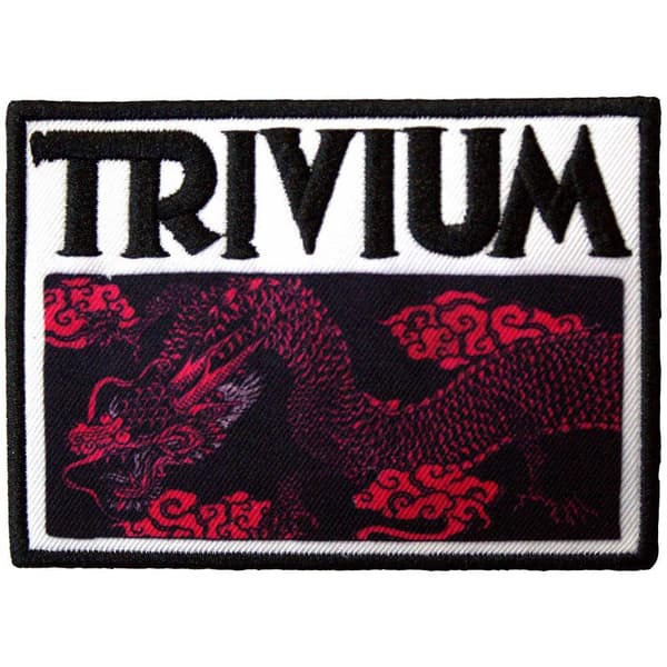 Trivium Deadmen & Dragons Silhouette Iron On Patch Red/White/Black One Size
