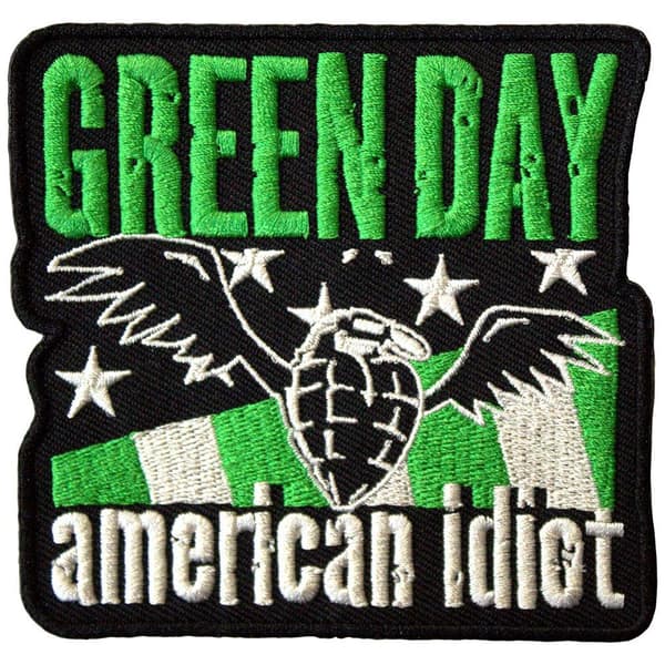 Green Day American Idiot Woven Wings Iron On Patch Black/Green/White One Size