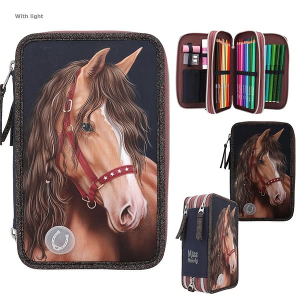 Trippelpennfodral Glitter Horse LED Miss Melody