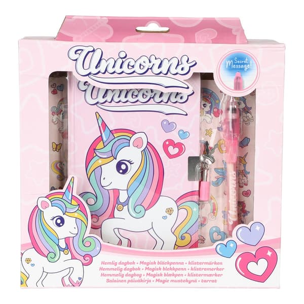 Unicorn Dagbog med magisk penne Sæt