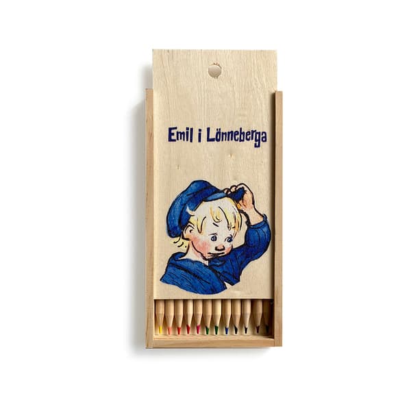 Färgpennor I  Träskrin Emil Astrid Lindgren